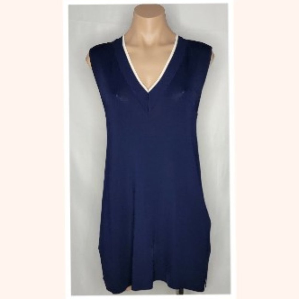 Lauren Ralph Lauren Womens V Neck Navy Sleeveless Sweater Vest Size M